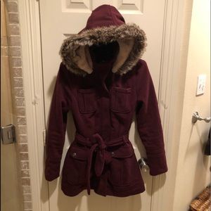 Soft cozy coat with warm fuzzy hoodie